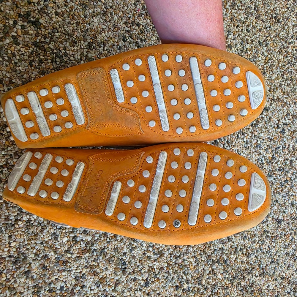 Cole Haan Nike Air Orange Leather Driving Moccasins Loafers D39810 Womens 7.5B - Picture 10 of 13